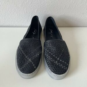 Free People Santorini Slip On Leather Flat Black